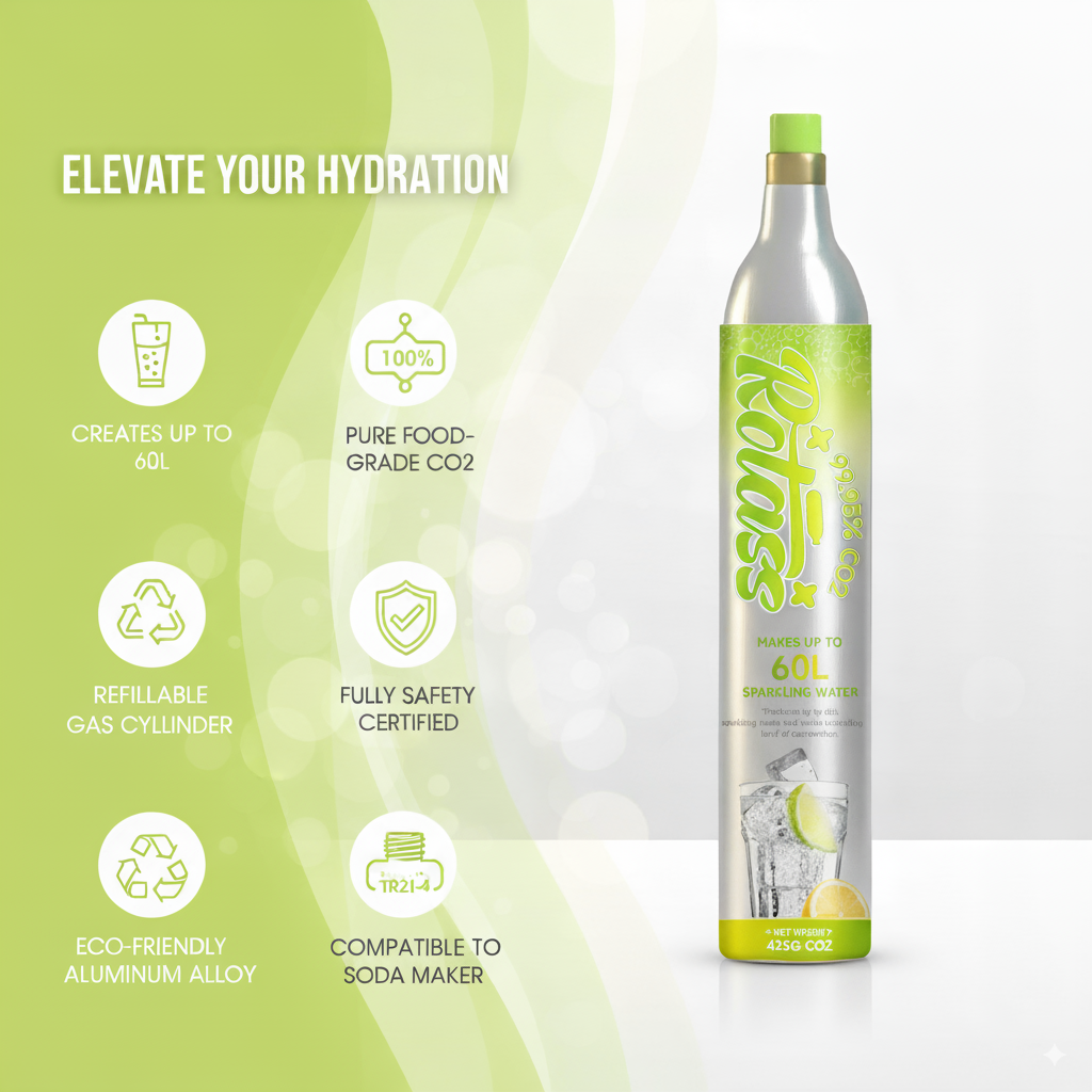 Rotass 0.6L CO₂ Cylinder for Soda Makers and Sparkling Water