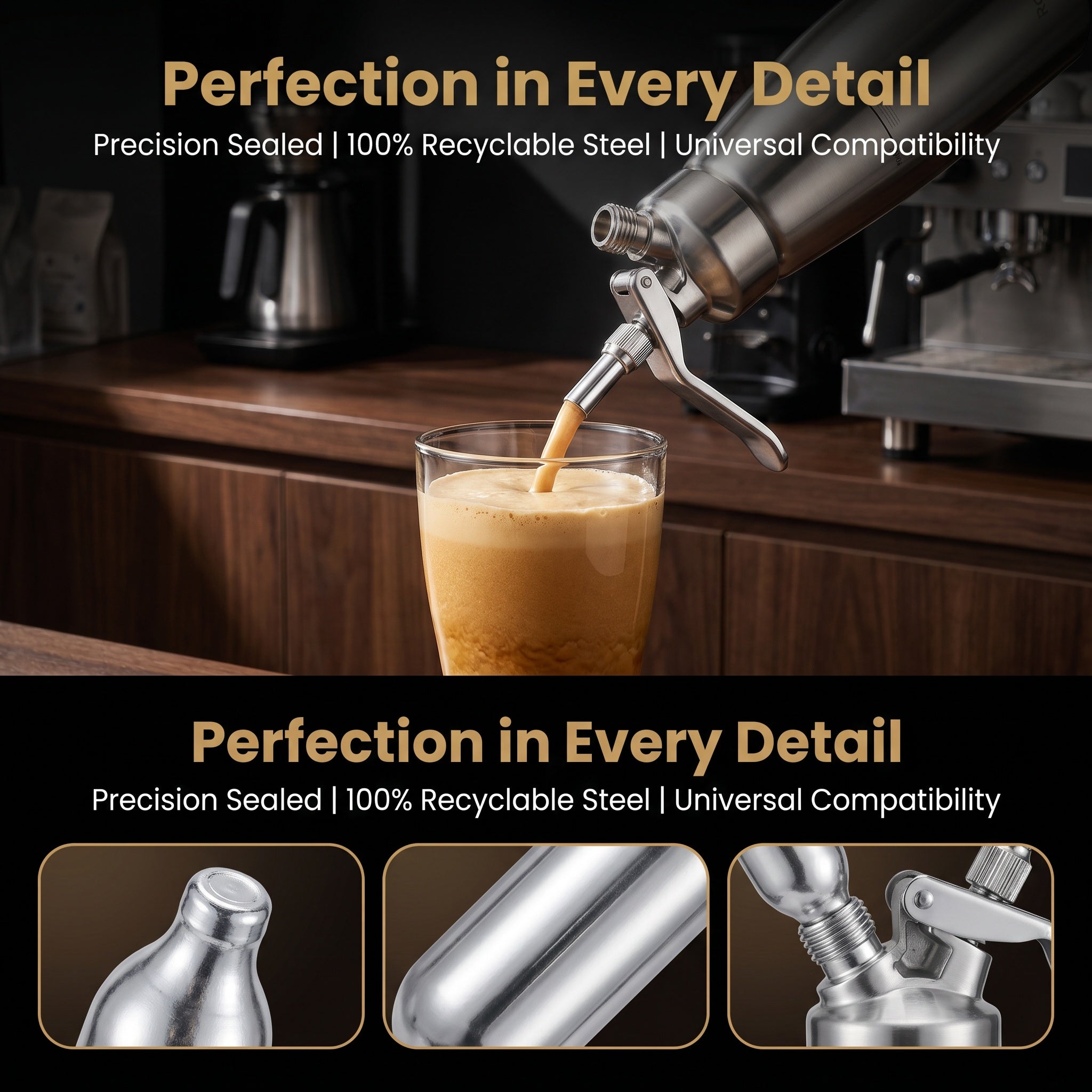 Rotass Pure Nitrogen Chargers — 2g, Food‑Grade, Draft‑Style Coffee at Home