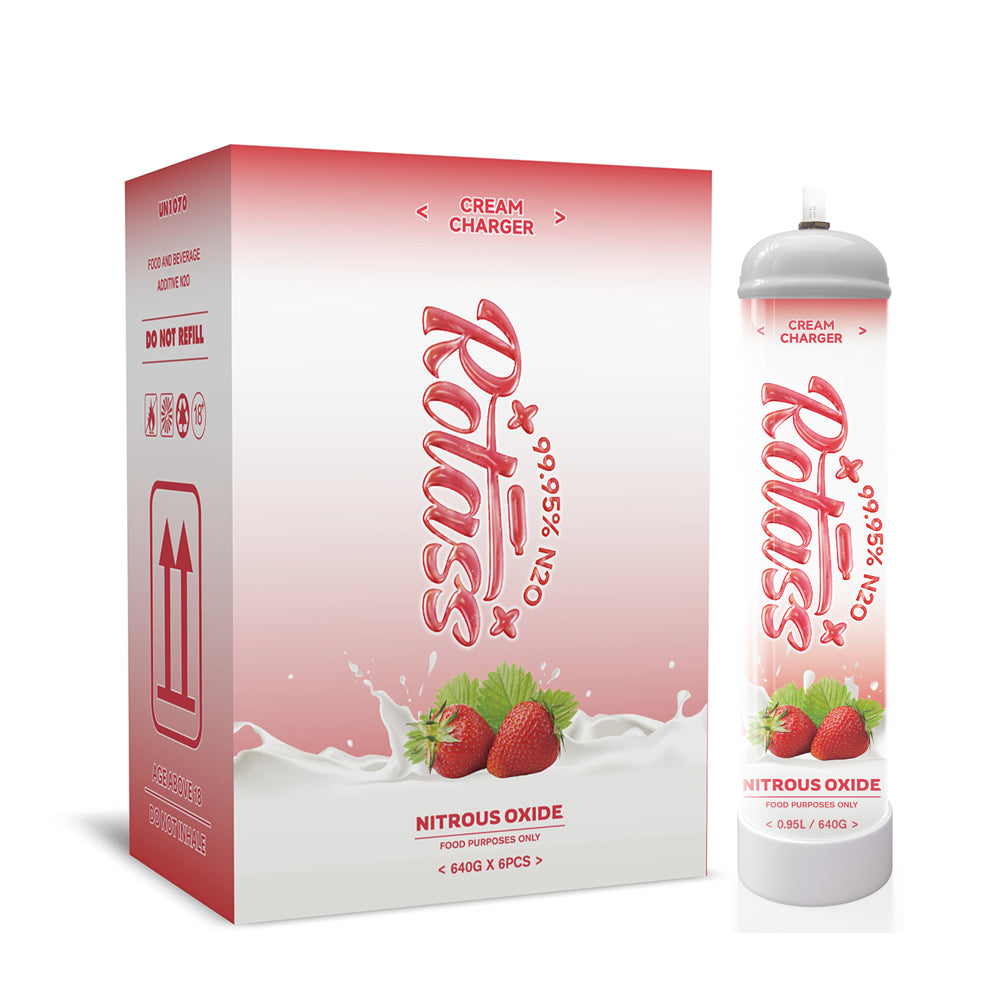 Rotass Flavor Nitrous Oxide Tank Whipped Cream Cylinders 0.95L 99.95% Pure N2O Tank 640G Whipped Cream Cartridges(6 Cylinders)