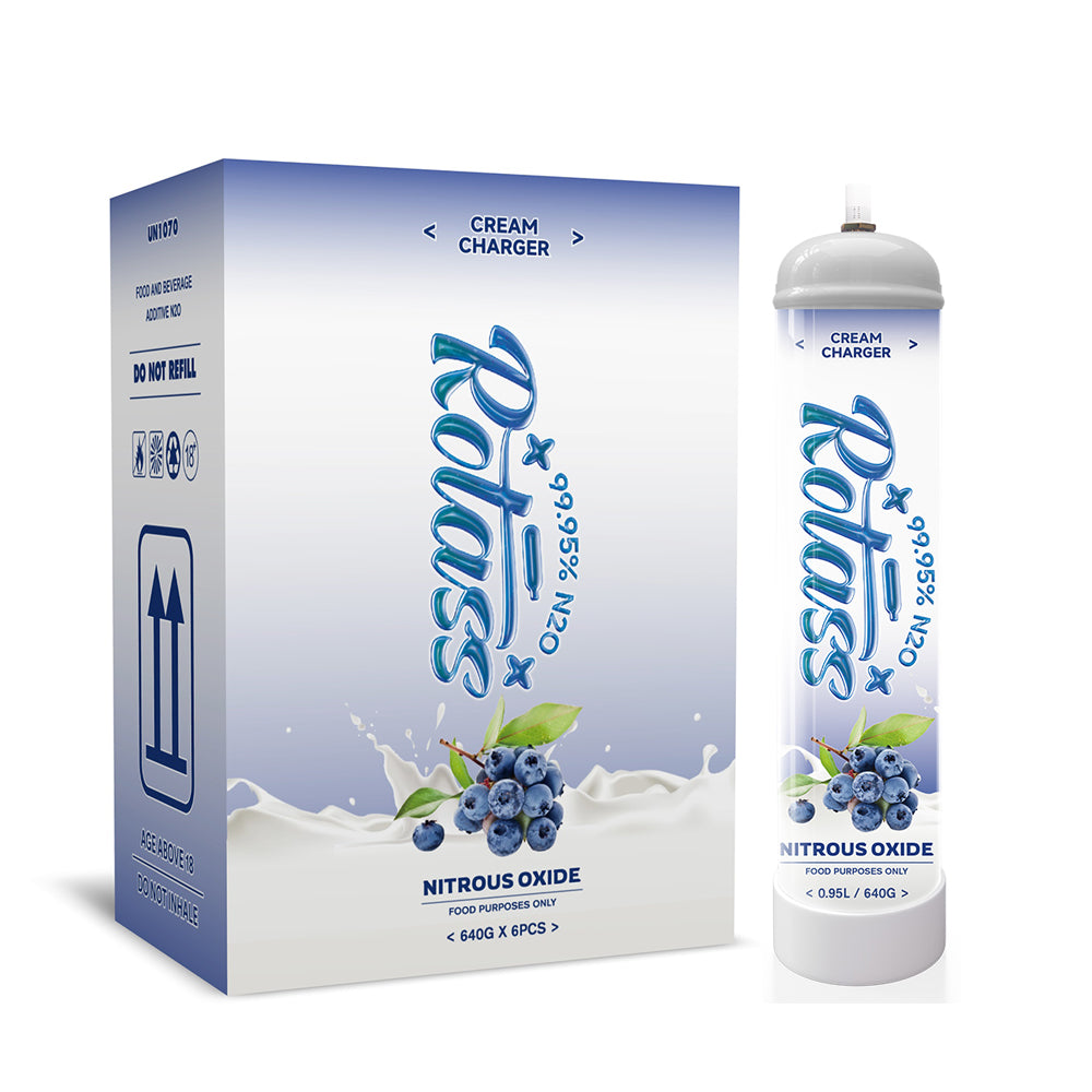 Rotass Flavor Nitrous Oxide Tank Whipped Cream Cylinders 0.95L 99.95% Pure N2O Tank 640G Whipped Cream Cartridges(6 Cylinders)